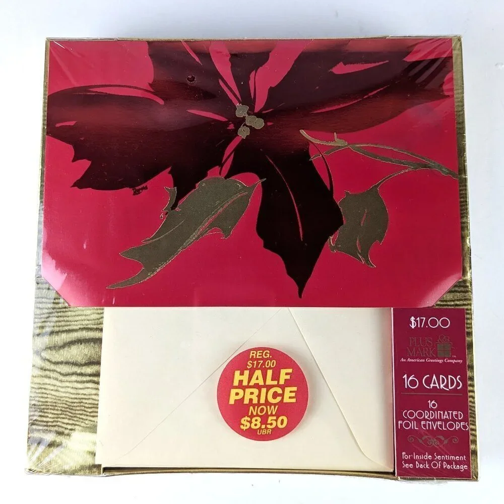 Vintage American Greetings Foil Christmas Cards Set